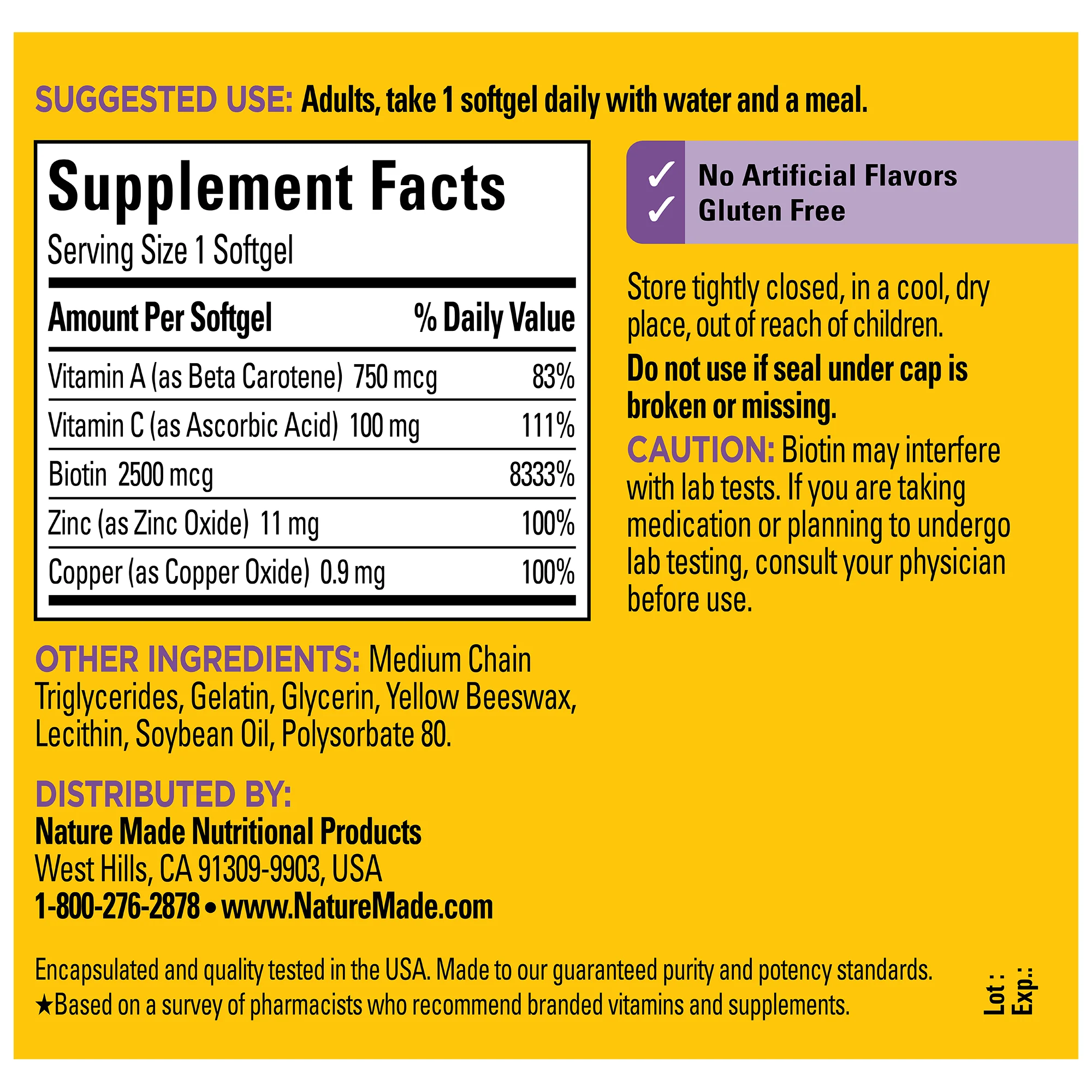 Hair-Skin-Nails‡ 2500 mcg Biotin Softgels - Image 5