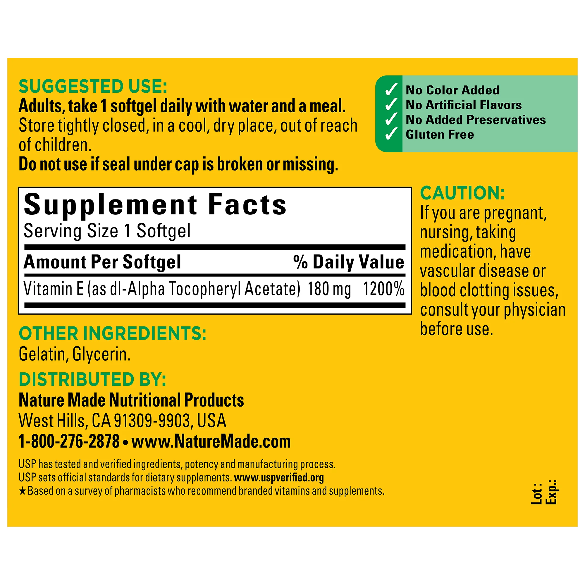 Vitamin E 400 IU (180 mg) dl-Alpha Softgels - Image 5