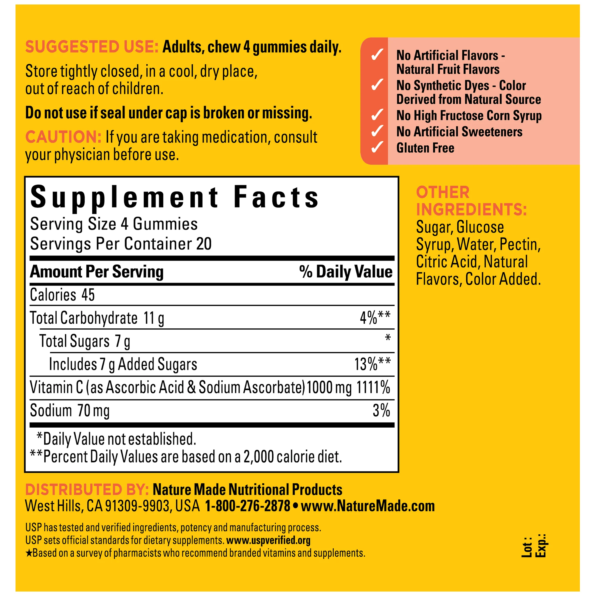 Vitamin C Gummies Maximum Strength Dosage‡ 1000 mg per serving - Image 2